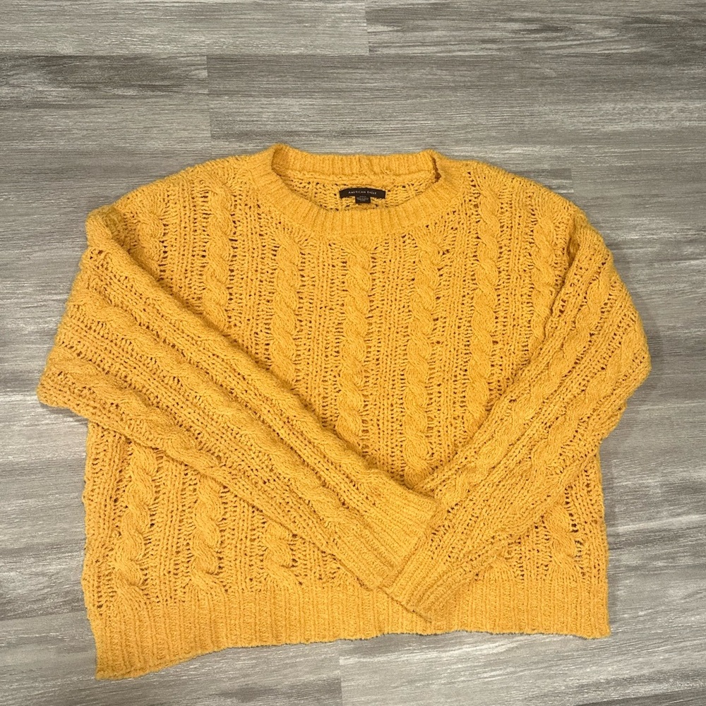 American Eagle Outfitters Knit Sweater Mustard Yellow Medium